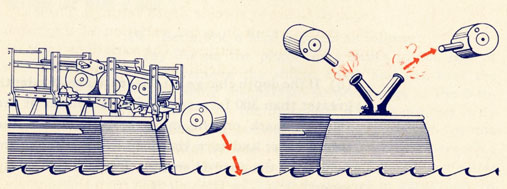 Stern of ship showing release tracks and projectors.
