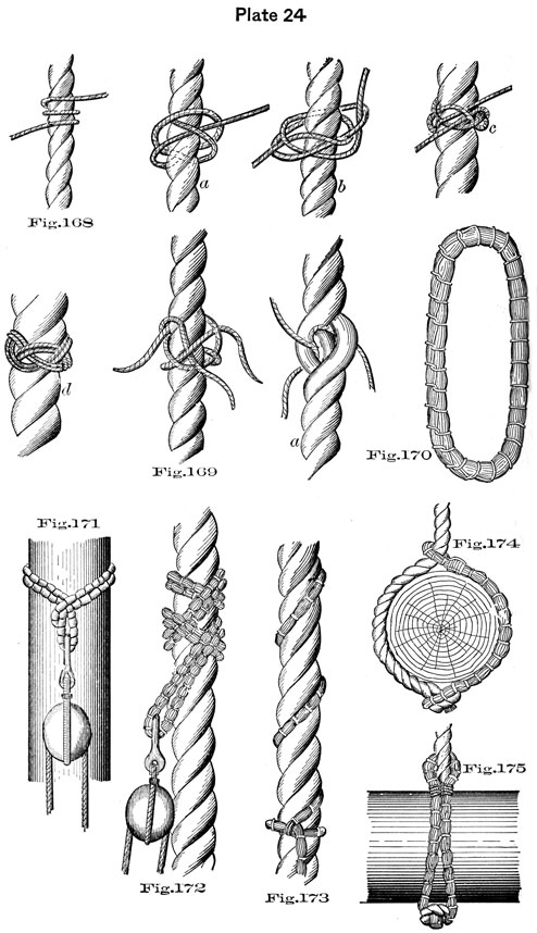 Plate 24, Fig168-175, Turk's head and selvagee.
