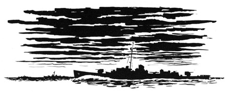 Silouhette of ship.