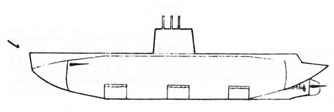 Submerged sub with bow and stern planes