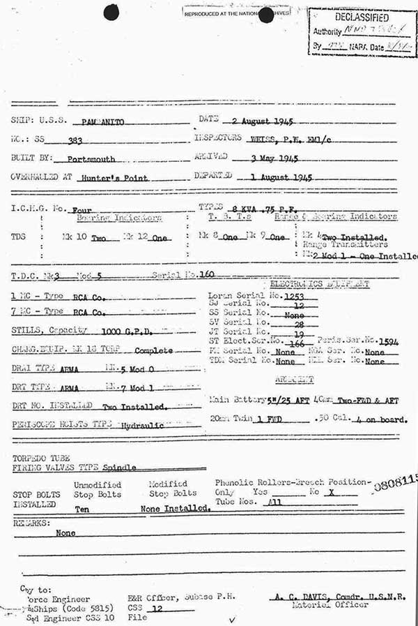 submarine characterics card