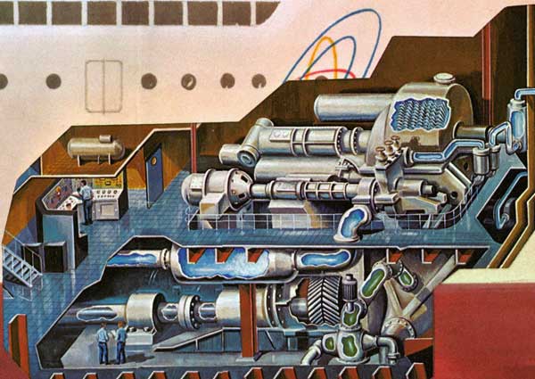 Illustration of the engine room.